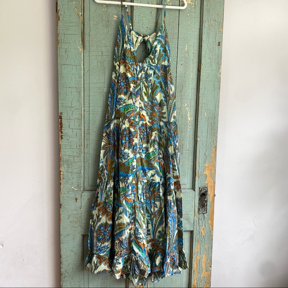 NWT House of Harlow Boho Floral Blue Ivory V-neck Maxi Dress - Picture 16 of 17